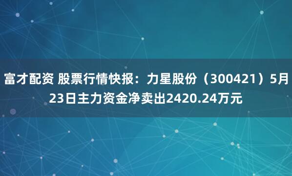 富才配资 股票行情快报：力星股份（300421）5月23日主力资金净卖出2420.24万元