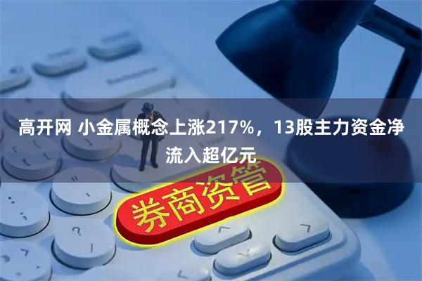 高开网 小金属概念上涨217%，13股主力资金净流入超亿元