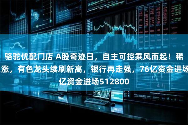 骆驼优配门店 A股奇迹日,自主可控乘风而起!稀土黄金大涨,有色龙头续刷新高,银行再走强,76亿资金进场512800